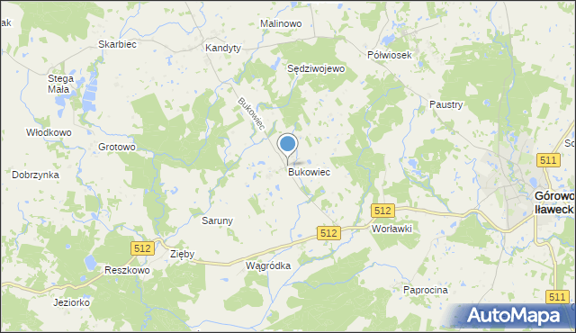 mapa Bukowiec, Bukowiec gmina Górowo Iławeckie na mapie Targeo